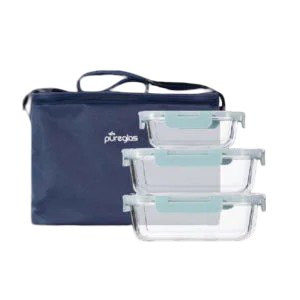 3 Pieces Container Set with Pouch 1100 ml x, 2 370 ml x 1